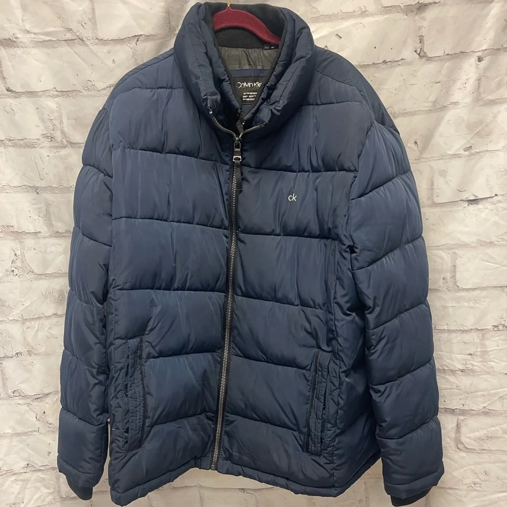 Men’s Calvin Klein Double Zipper Puffer Coat - Picture 1 of 9